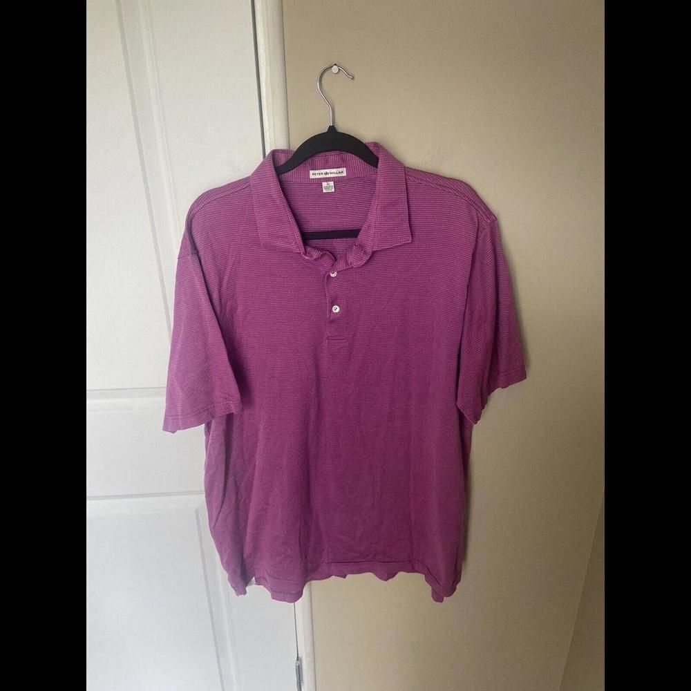 Men’s Peter Millar Short Sleeve Purple Polkadot Shirt XL
